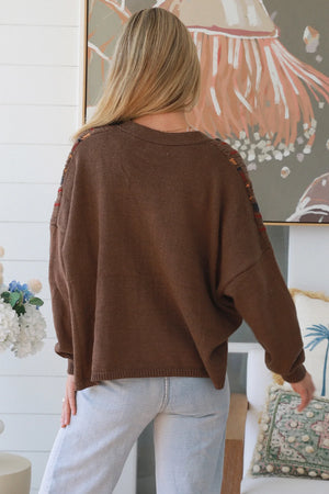 Multi-colour Panel Button Up Cardigan