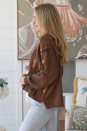 Multi-colour Panel Button Up Cardigan