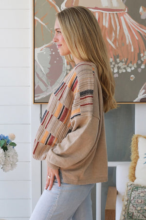 Multi-colour Panel Button Up Cardigan