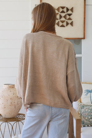 #Multi-colour Panel Round Neck Jumper