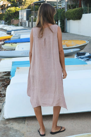 Adena Linen Sleevless Midi Dress