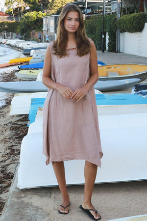 Adena Linen Sleevless Midi Dress
