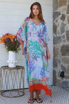 Tropical Maxi Kaftan With Tassles