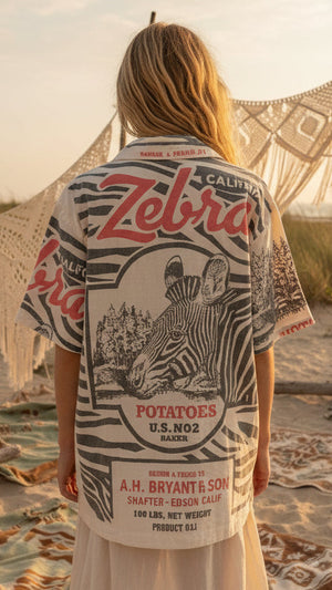 #Flour Print Button Thru Shirt