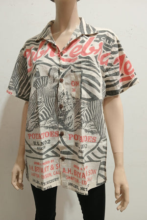 #Flour Print Button Thru Shirt