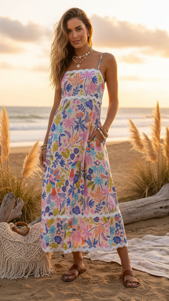 🌟SALE - Jungle Time Strappy Ric Rac Maxi