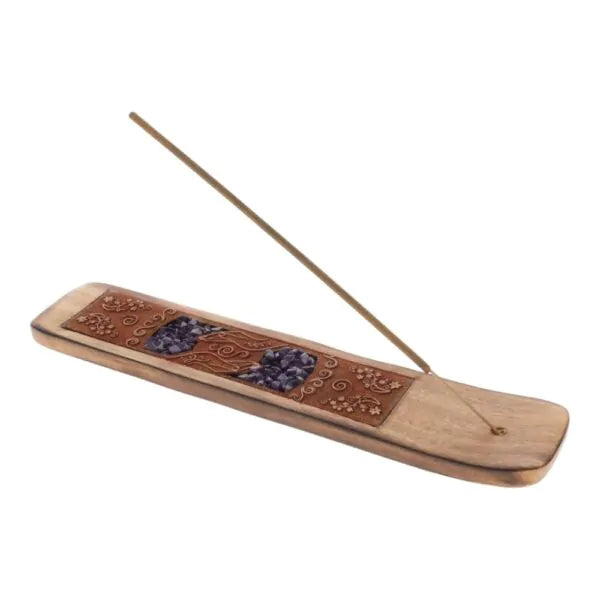 Crystal Chip Wooden Incense Holder
