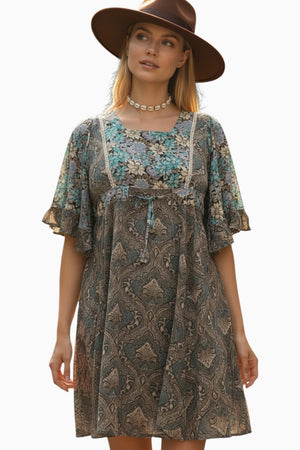 Angel Floral Flow Sleeve Dress