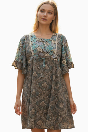 Angel Floral Flow Sleeve Dress