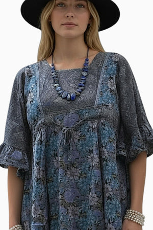 Angel Floral Flow Sleeve Dress