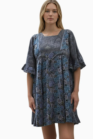 Angel Floral Flow Sleeve Dress