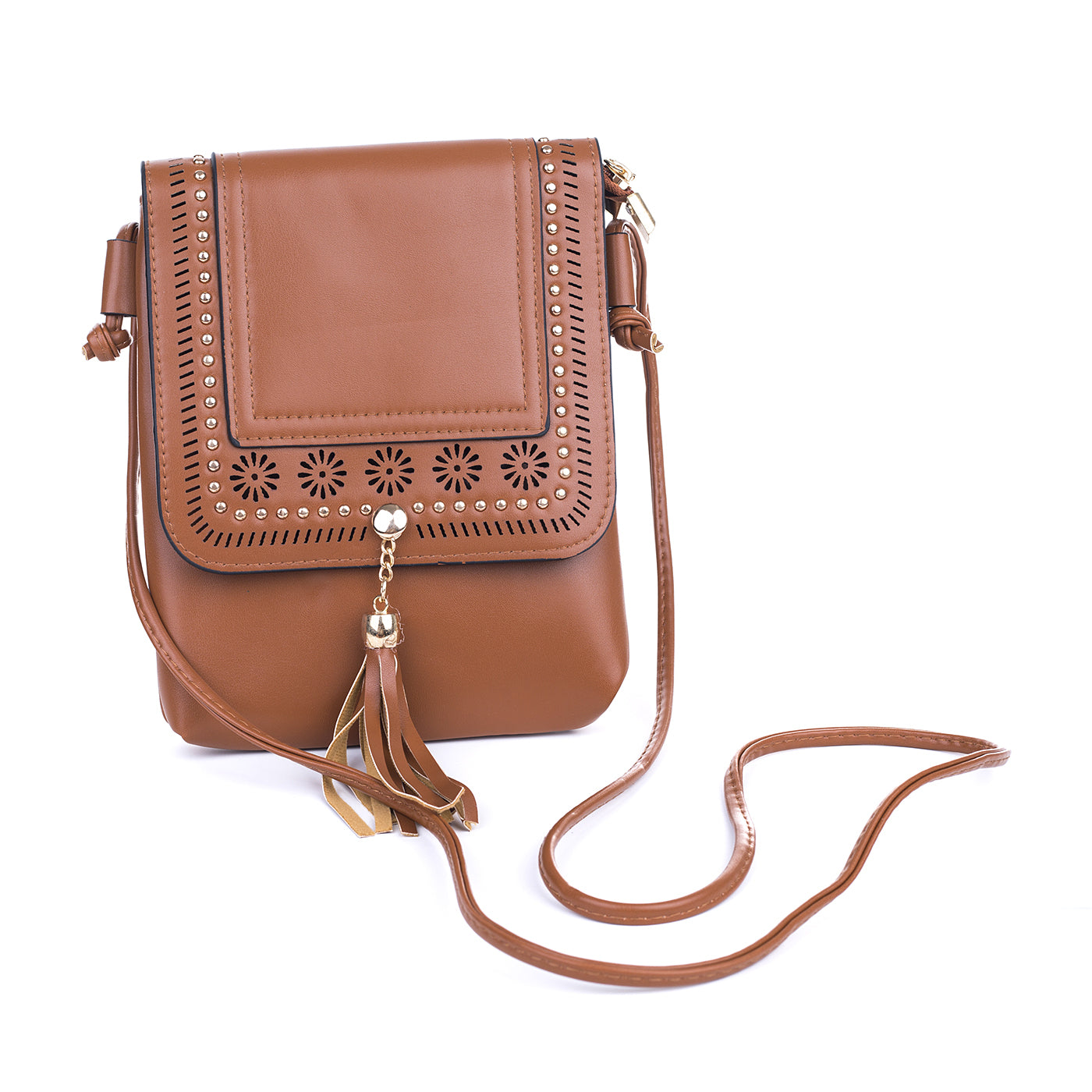 #Gold Stud & Floral Phone Crossbody Bag