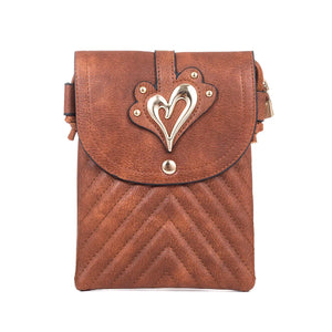 #Gold Heart Phone Crossbody Bag