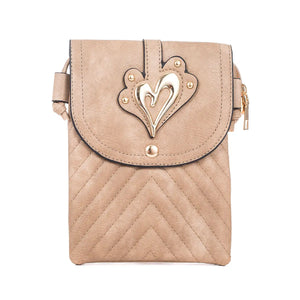#Gold Heart Phone Crossbody Bag