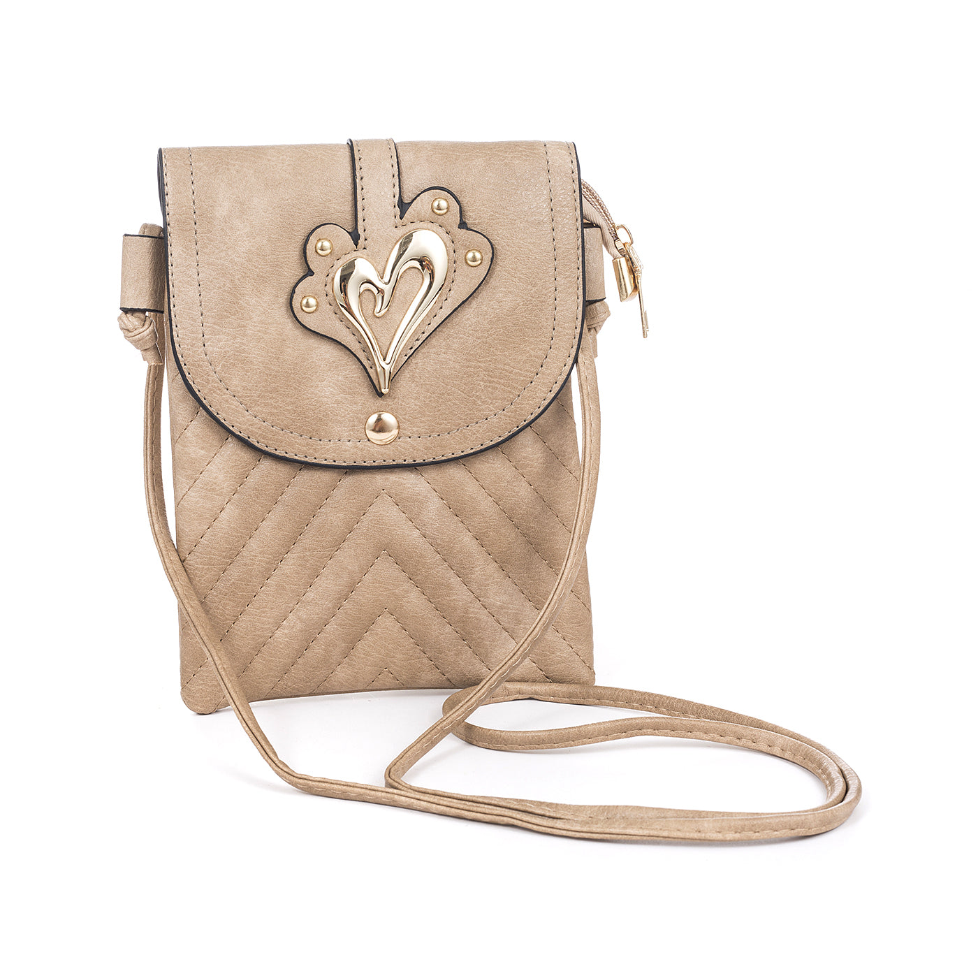 #Gold Heart Phone Crossbody Bag
