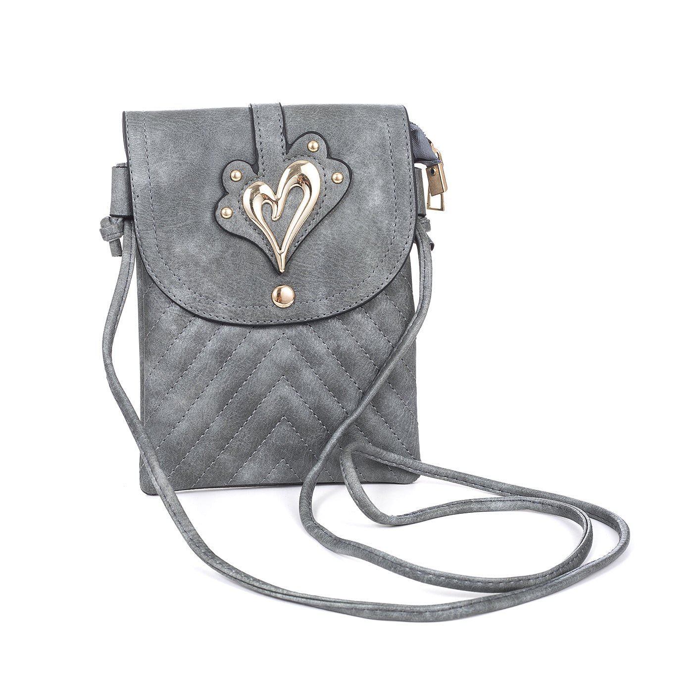 #Gold Heart Phone Crossbody Bag
