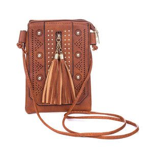 #Double Tassle Phone Crossbody Bag