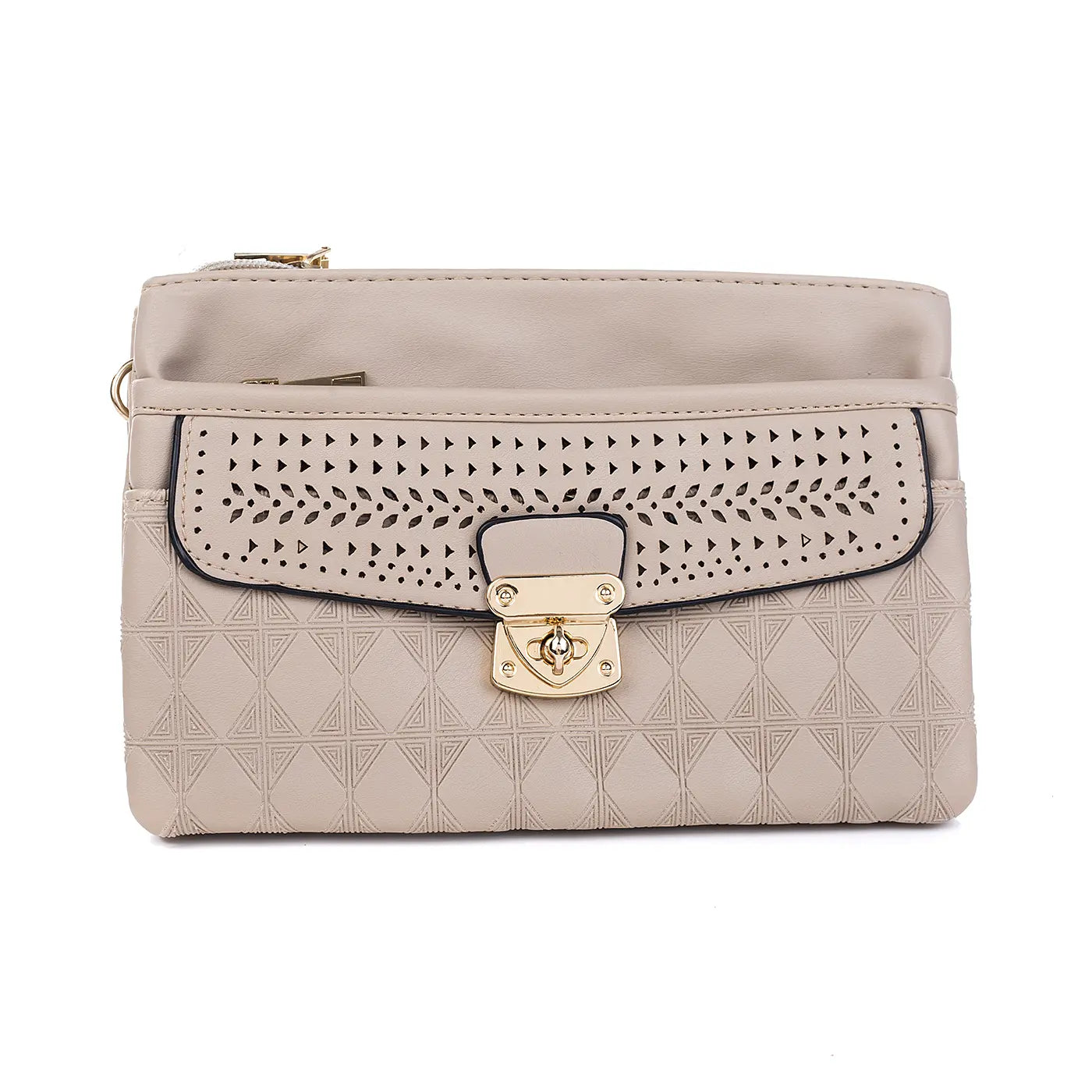 #Imprinted Diamond Design Bag With Gold Hardware
