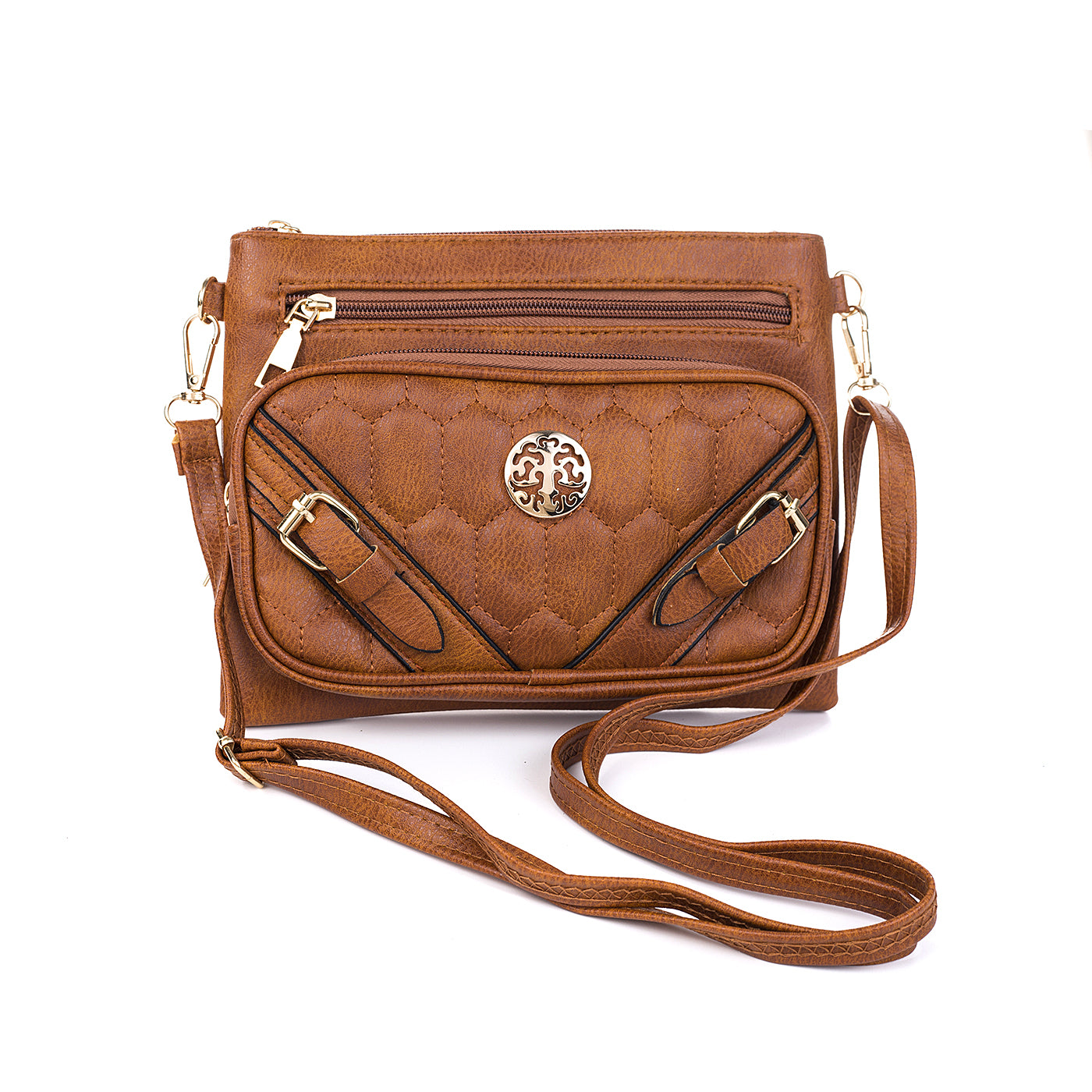 #Double Gold Detail Buckle Crossbody Bag