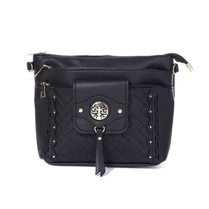 #Heart Imprinted Crossbody Bag With Gold Detais