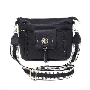 #Heart Imprinted Crossbody Bag With Gold Detais