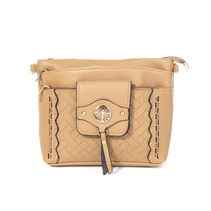 #Heart Imprinted Crossbody Bag With Gold Detais