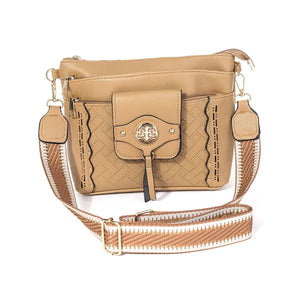 #Heart Imprinted Crossbody Bag With Gold Detais