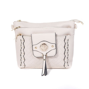 #Heart Imprinted Crossbody Bag With Gold Detais