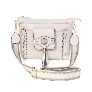 #Heart Imprinted Crossbody Bag With Gold Detais