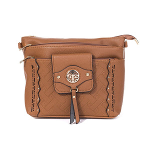 #Heart Imprinted Crossbody Bag With Gold Detais