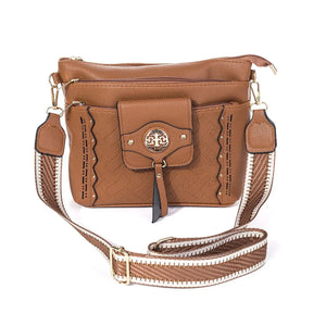 #Heart Imprinted Crossbody Bag With Gold Detais