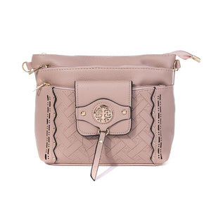 #Heart Imprinted Crossbody Bag With Gold Detais