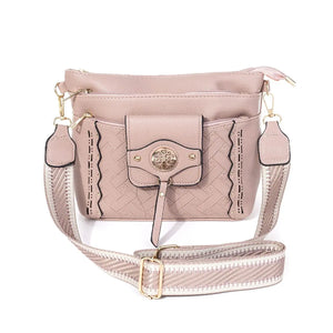 #Heart Imprinted Crossbody Bag With Gold Detais
