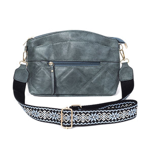 #Diamond Stitch Bag With Floral Strap