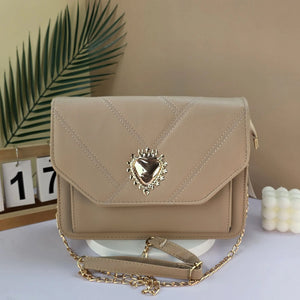 #Gold Heart Detail Crossbody Bag