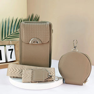 #Phone Grid Detail Crossbody Bag With Coin Purse