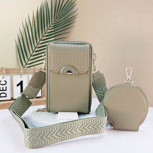 #Phone Grid Detail Crossbody Bag With Coin Purse