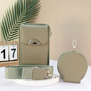 #Phone Grid Detail Crossbody Bag With Coin Purse