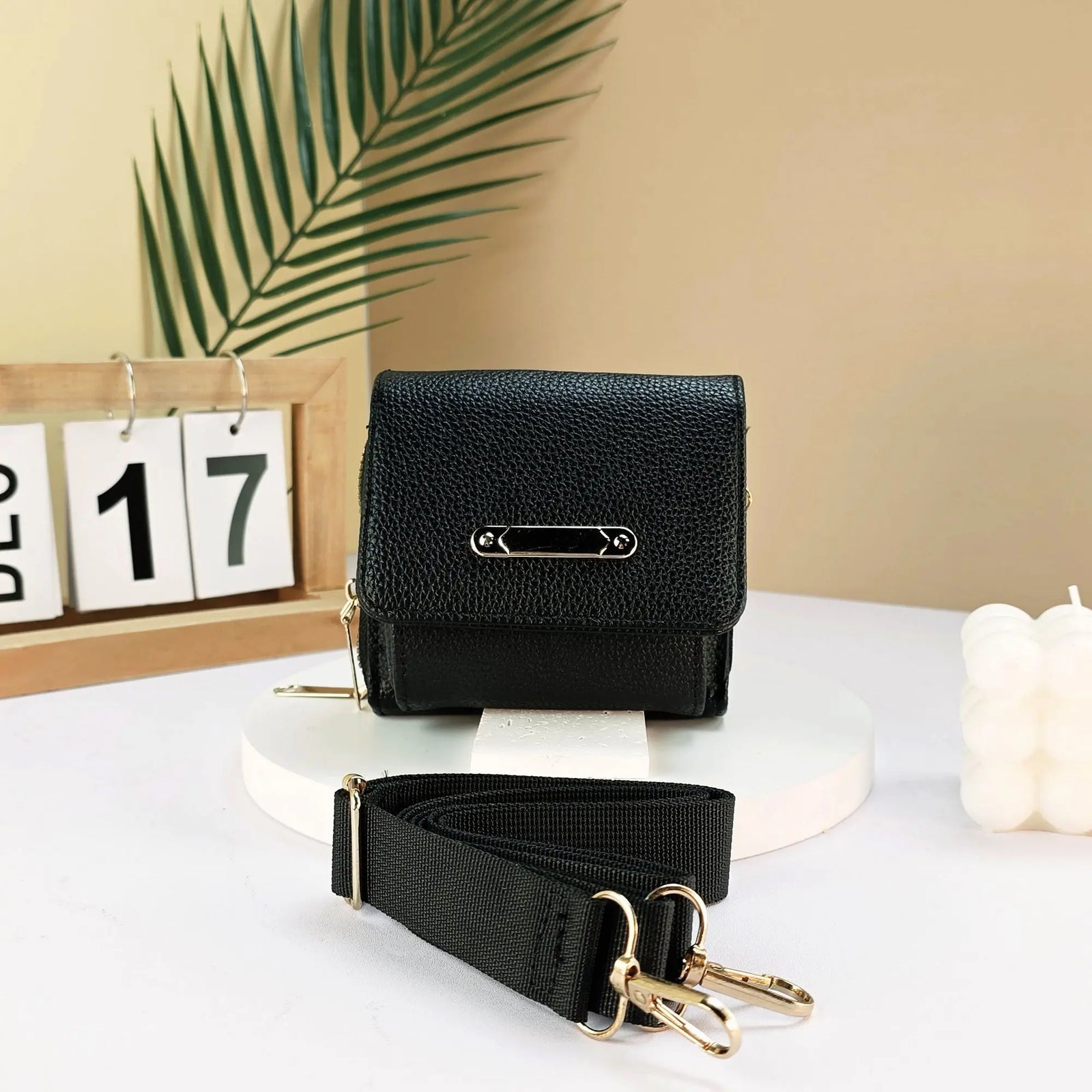 #Mini Crossbody Bag With Gold Detail
