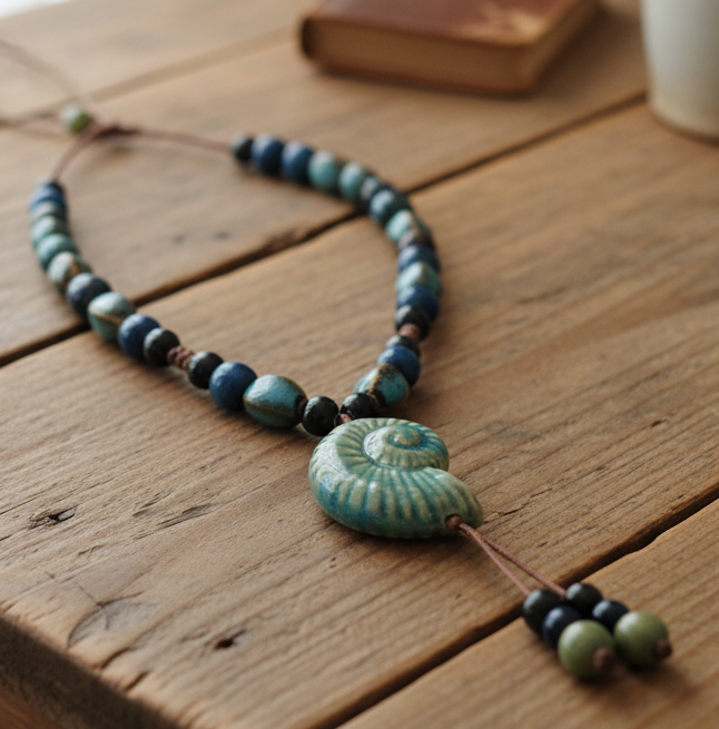 Ceramic Glazed Shell Necklace
