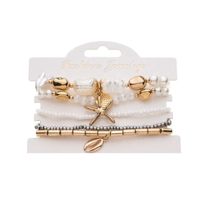 Elastic Bracelet Set - Coastal Pearl