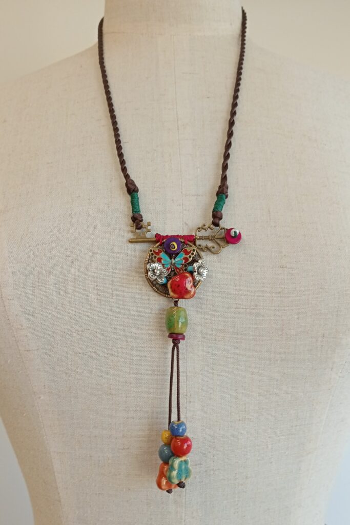 Butterfly Brass Ceramic Necklace