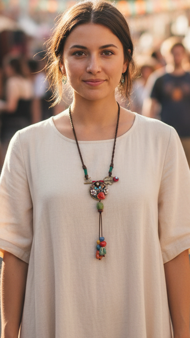 Butterfly Brass Ceramic Necklace