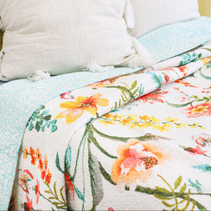 QUILTED THROW 230X250-FRESH FLOWERS