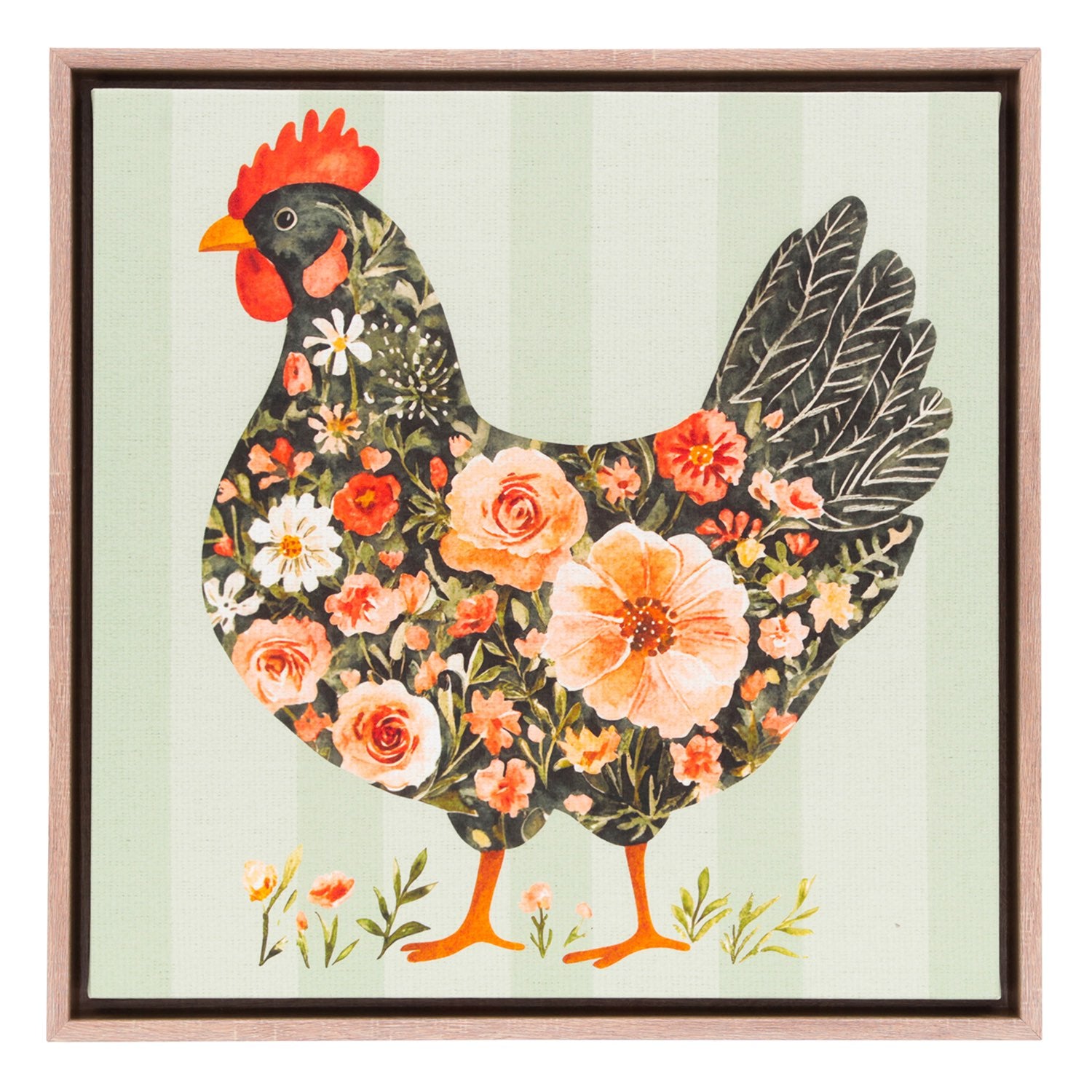 Cottage Grove Hen Framed Canvas 44x44