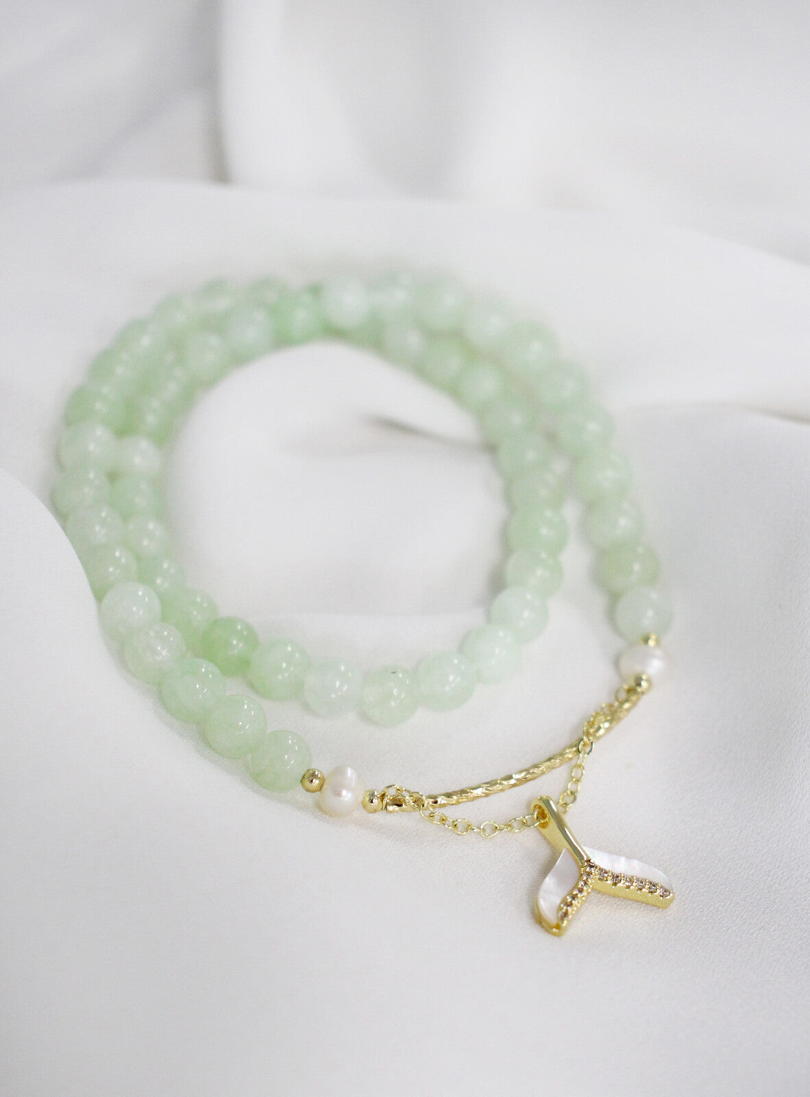 Bracelet Pearl Jade Mother Of Pearl Whale Tail