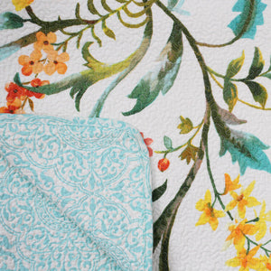QUILTED THROW 230X250-FRESH FLOWERS