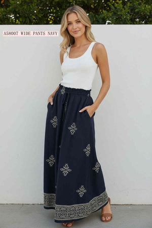 Elodie Skant Embroidered Wide Leg Pants