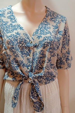 #Cottage Crepe Tie-up Top