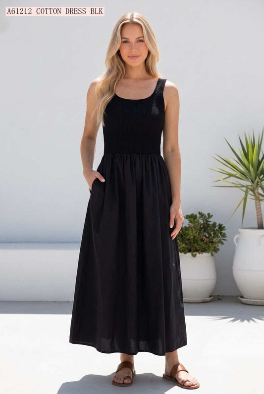 Mimi Shirred Cotton Maxi Dress